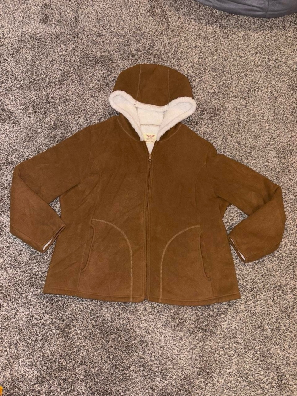 Y2K brown zip up jacket with fleece interior